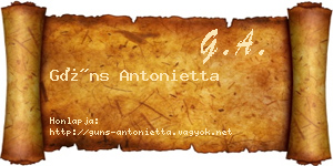 Güns Antonietta névjegykártya